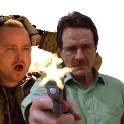 Jesse Pinkman: Yo Mister White, Someone's at the door!
Walter White: Who is it.
Yoco: Hello Heisen-
 *gunshots*
Jesse Pinkman: WHAT THE HELL MR. WHITE!?!?