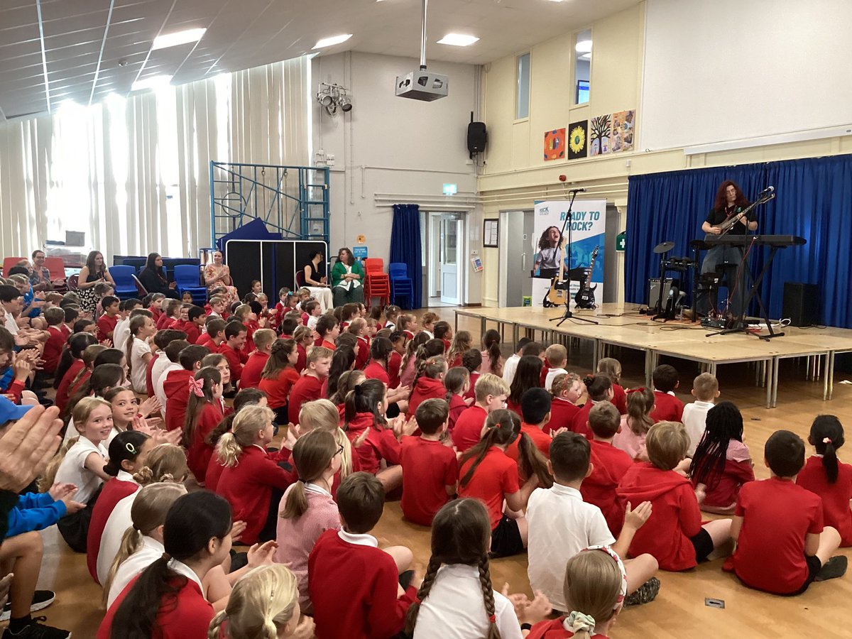 GrangeCESchool's tweet photo. Today, we welcomed Rocksteady into our school for a fun Rock and Pop Assembly and workshops.  Great fun was had by all - even the staff when they formed their very own group! https://t.co/5IyqL1TNSX