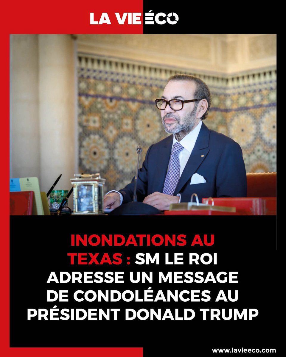 Dans ce message, SM le Roi souligne avoir appris avec une profonde tristesse la nouvelle des inondations soudaines survenues au Texas, qui ont fait malheureusement de nombreuses victimes. « Que les victimes de cette tragédie reposent en paix”, écrit le Souverain.
