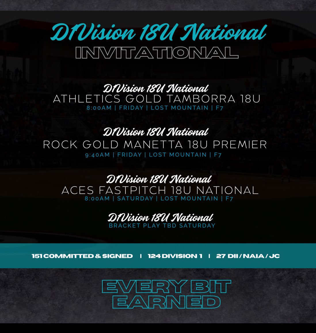 The whole squad is headed to 𝑨𝒕𝒍𝒂𝒏𝒕𝒂

𝑺𝒕𝒂𝒓𝒕𝒔 𝒐𝒏 𝑻𝒉𝒖𝒓𝒔𝒅𝒂𝒚
🔹D1VISION 16U PLATINUM 

𝑺𝒕𝒂𝒓𝒕𝒔 𝒐𝒏 𝑭𝒓𝒊𝒅𝒂𝒚
🔹D1VISION 14U NATIONAL 
🔹D1VISION 16U NATIONAL 
🔹D1VISION 18U NATIONAL 

#EveryBitEarned | #LeaveNoDoubt | #BetOnUs