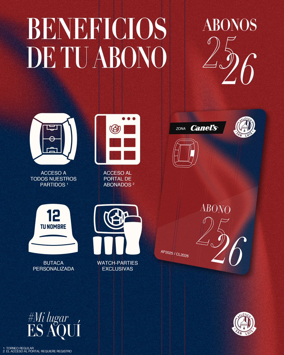 Atlético de San Luis (@atletidesanluis) on Twitter photo ¡Como abonado puedes personalizar tu butaca! 💺⌨️
🎫 Adquiere el tuyo en taquillas del estadio (sin cargos por servicio) o en <a href="/boletomovil/">Boletomóvil</a> aquí 👉🏼 bit.ly/ADSLAbonos25-26
⏰ Taquillas abiertas de lunes a viernes en un horario de 10:00 a 18:00 horas.
#ConAlmaPotosina ¡Como abonado puedes personalizar tu butaca! 💺⌨️
🎫 Adquiere el tuyo en taquillas del estadio (sin cargos por servicio) o en <a href="/boletomovil/">Boletomóvil</a> aquí 👉🏼 bit.ly/ADSLAbonos25-26
⏰ Taquillas abiertas de lunes a viernes en un horario de 10:00 a 18:00 horas.
#ConAlmaPotosina