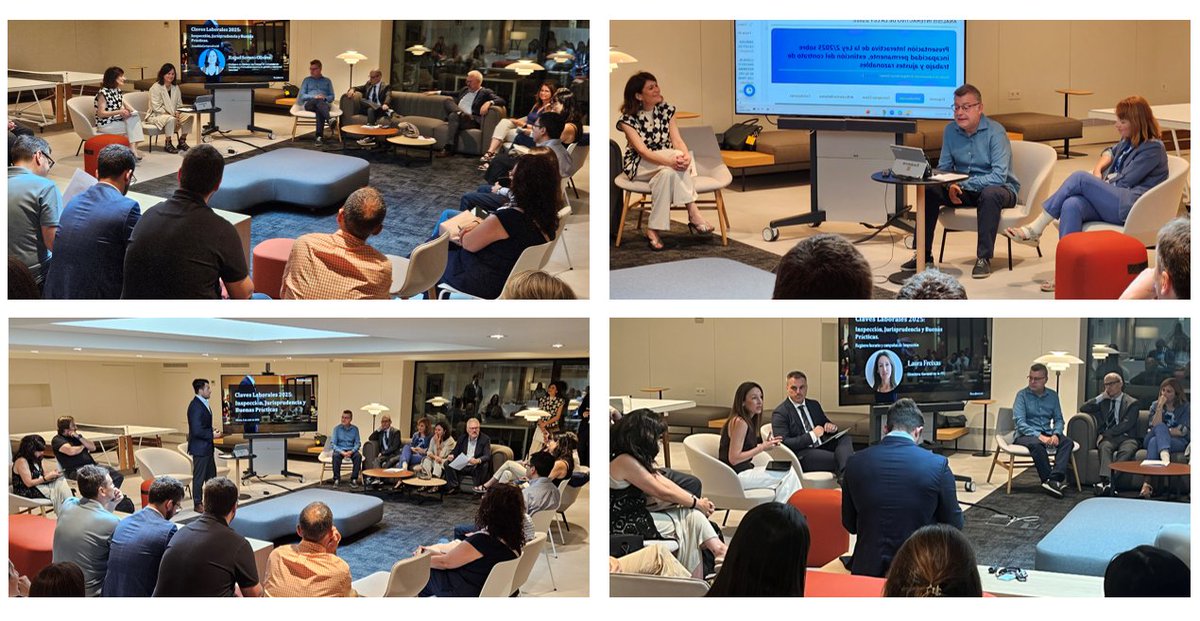 Exitosa jornada "Claves Laborales 2025" hoy en #RocaJunyent. Analizamos registro horario, jurisprudencia y los retos del #DerechoLaboral con un panel de lujo.
¡Gracias a los ponentes y asistentes por un debate excepcional! 🤝
#RRHH #InspeccionDeTrabajo