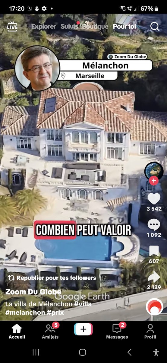 La villa de Mélenchon ................................9 000 000 d'€ .
Il aime les pauvres 😂
