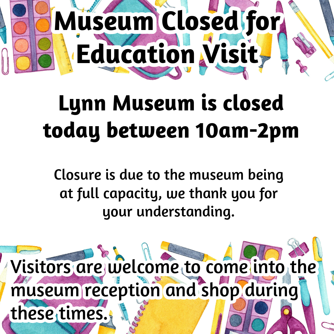 Lynn Museum will be closed between 10am-2pm today, Wednesday 9 July, for education visits. 🚸

🛎️ Visitors are welcome to come into the museum reception and shop during these times. Thank you for your understanding. Book your visit: tinyurl.com/ym67ur9u