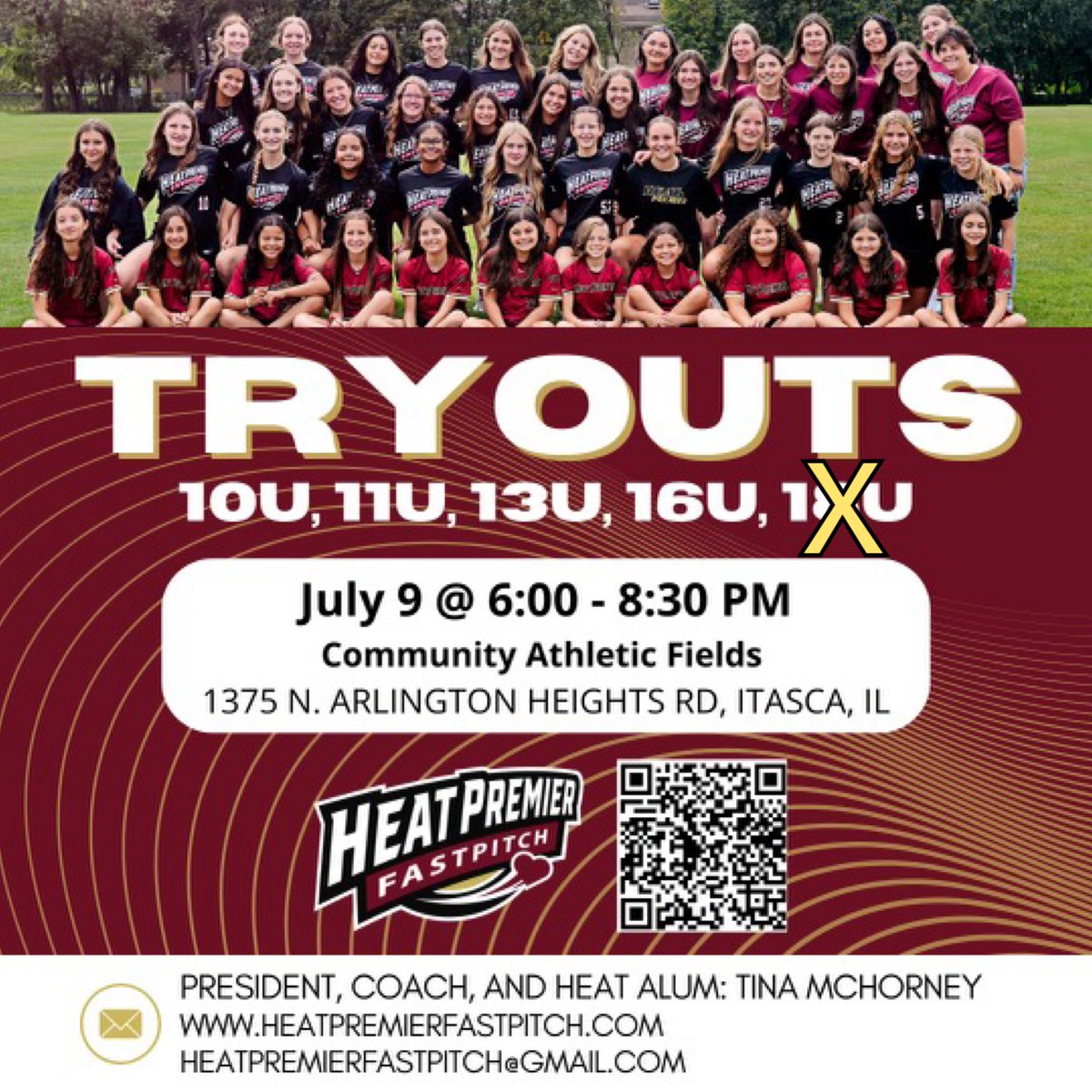 Heat Premier 16U is moving up to 18U! Our 18U open tryouts for 7/9 are canceled due to lack of roster openings. If you are a 9/2008 or later birthdate, come out for Heat Premier Fastpitch 16U - Bolda for next season! Fielding an A level team playing a national exposure schedule!