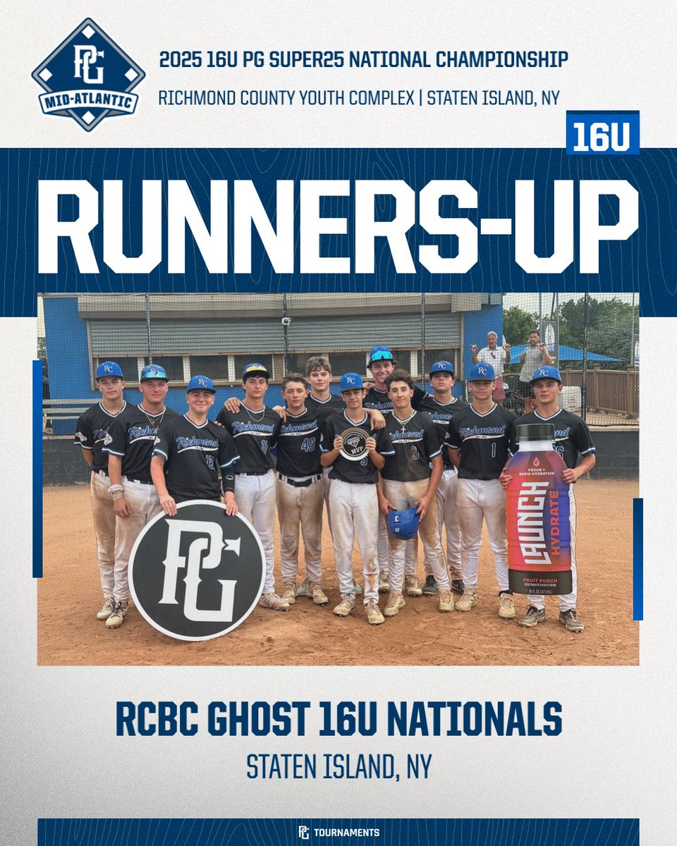 PGMidAtlantic's tweet photo. 2025 16U PG Super25 National Championship 🏆
🥇 Champion: Showtime Select National 16u
🥈 Finalist: RCBC Ghost 16U Nationals
🏅 MVP: Derek Soroa
🏅 MVPitcher: Connor Ackerman https://t.co/qYtmbpaguk