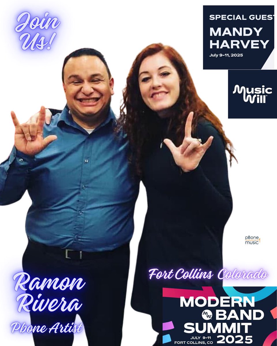 Ramon Rivera (@riverateacher) on Twitter photo 🎶 Excited to present at <a href="/musicwill/">William Oliveira</a> Modern Band Summit 2025! 🎺🎸
🎵 How to Teach Mariachi, Reggaetón, Salsa y Más w/ Ukulele + PTrumpet — a @pbonemusic workshop!
🗓️ July 9–11 | 📍 CSU, Fort Collins
Keynote: <a href="/mandyharvey/">Mandy Harvey</a> 🌟 🎶 Excited to present at <a href="/musicwill/">William Oliveira</a> Modern Band Summit 2025! 🎺🎸
🎵 How to Teach Mariachi, Reggaetón, Salsa y Más w/ Ukulele + PTrumpet — a @pbonemusic workshop!
🗓️ July 9–11 | 📍 CSU, Fort Collins
Keynote: <a href="/mandyharvey/">Mandy Harvey</a> 🌟