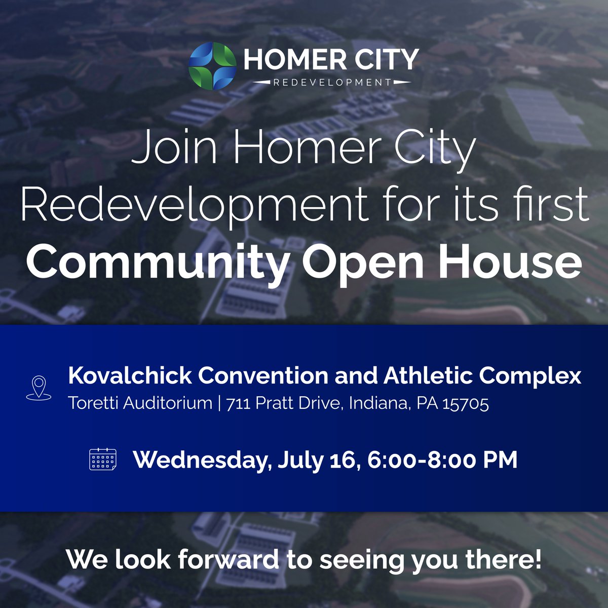 Homer City Redevelopment (@hcrllc) on Twitter photo We’re excited to welcome Indiana County to a Community Open House hosted by HCR on July 16 at the Kovalchick Convention and Athletic Complex.
Join us to learn more about the Homer City Energy Campus. We’ll be there alongside our community partners to answer your questions. We’re excited to welcome Indiana County to a Community Open House hosted by HCR on July 16 at the Kovalchick Convention and Athletic Complex.
Join us to learn more about the Homer City Energy Campus. We’ll be there alongside our community partners to answer your questions.