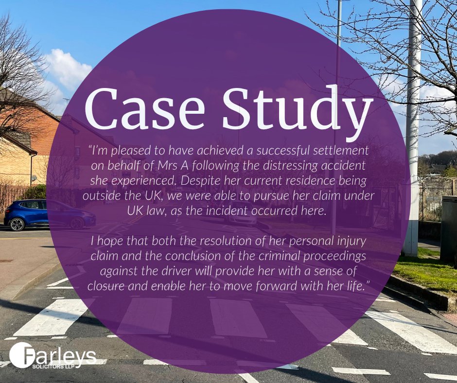 Case Study » Farleys Recover £38,000 for Client Hit By Car at Zebra Crossing 

Find out how our personal injury specialist Jade Jump was able to secure a settlement for her client: bit.ly/40Dqs7G