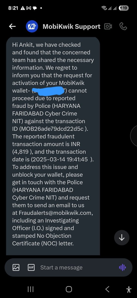 MahendraAnkit's tweet photo. @ramancgr @MobiKwikSWAT @MobiKwik @DelhiPolice 
Hi Raman , what was the outcome of your case ? This is the modus operandi of mobikwik . Frauding unsuspecting customers.  How does the money dissappear from mobikwik wallet ? And then you have to goto police station to recover ? https://t.co/MMPlECvWi6