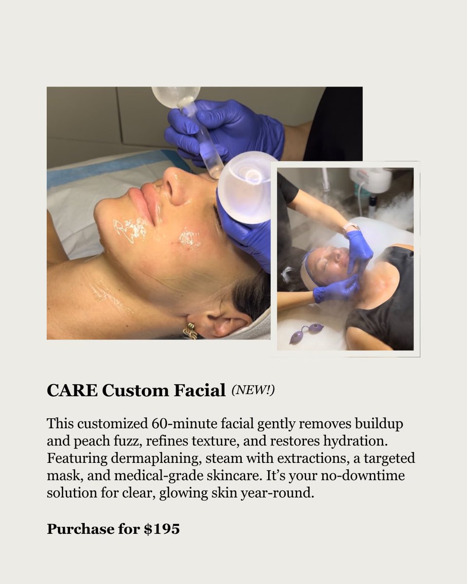 Summer may feel short, but your glow doesn’t have to be. These are just some of our current favorites right now designed to smooth, hydrate, and refresh your skin. Call to book yours before they are gone! ☀️🫧