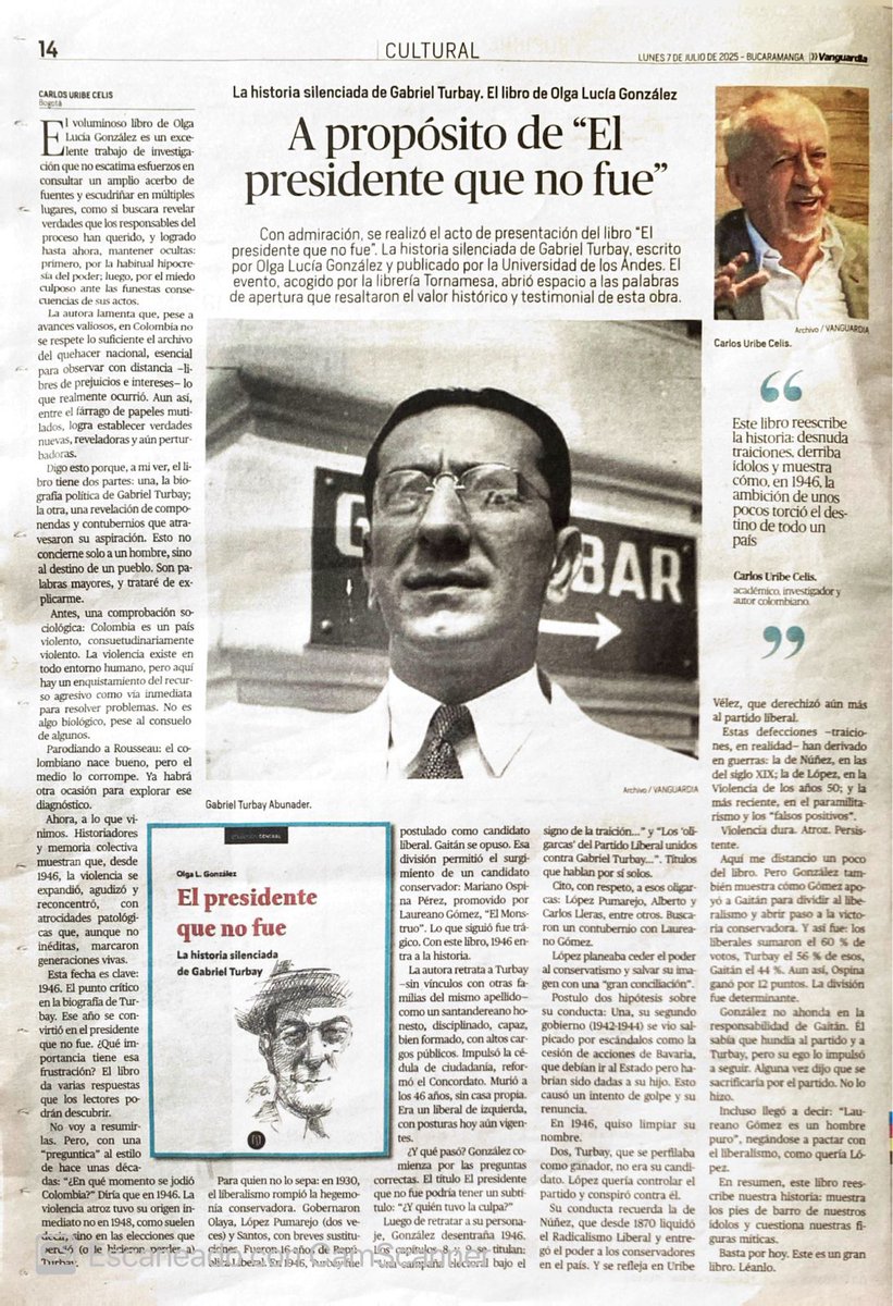 Olga L Gonzalez (@blou) on Twitter photo Recién fue publicada en <a href="/vanguardiacom/">Vanguardia</a>, diario de #Bucaramanga, esta nota del sociólogo y profesor Carlos Uribe Celis sobre mi libro: Recién fue publicada en <a href="/vanguardiacom/">Vanguardia</a>, diario de #Bucaramanga, esta nota del sociólogo y profesor Carlos Uribe Celis sobre mi libro: