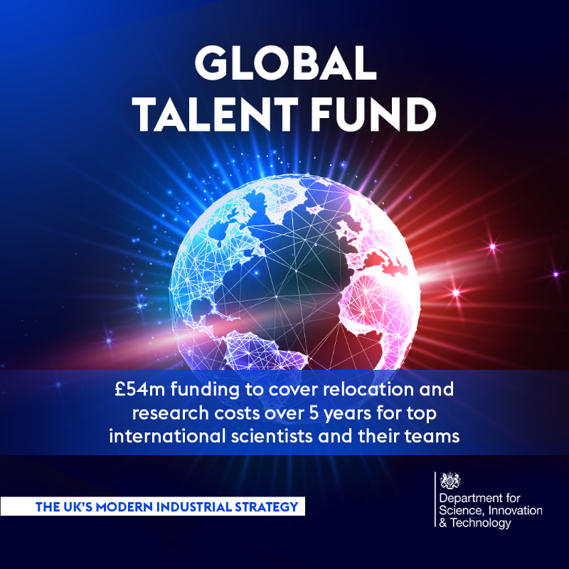 SciTechgovuk's tweet photo. We’re welcoming top science and tech talent to the UK 🇬🇧  

From the newly announced Global Talent Fund to two new fast-track research grants through the @royalsociety and @RAEngNews - there’s a range of funding schemes open to international talent.  

Find out more 👇