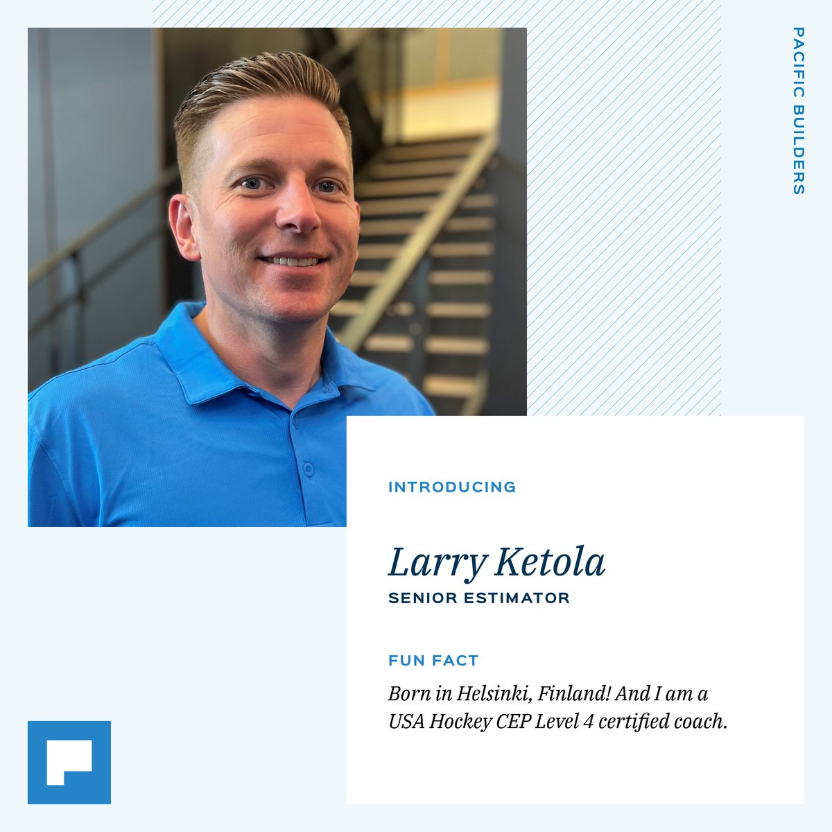 Please help us give a warm welcome to Larry Ketola, industry veteran, USA Hockey CEP and our newest Senior Estimator. Whether it’s meticulously analyzing a project plan or scoring a hat trick, Larry’s the man for the job. Welcome to the team!