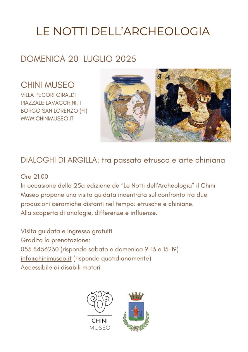 ChiniMuseo's tweet photo. DIALOGHI DI ARGILLA: tra passato etrusco e arte chiniana Domenica 20 luglio 2025 Ore 21.00 
Visita guidata e ingresso gratuiti https://t.co/ePVUwbOICO