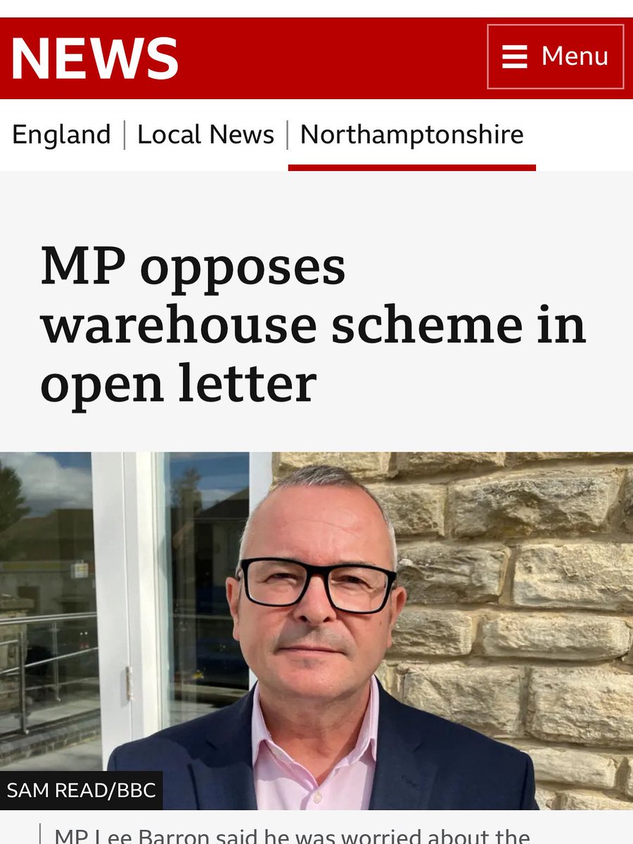LeeBarronMP's tweet image. “An MP has shared an open letter opposing a warehousing scheme and urged local planners to "closely consider residents' voices".
bbc.co.uk/news/articles/…