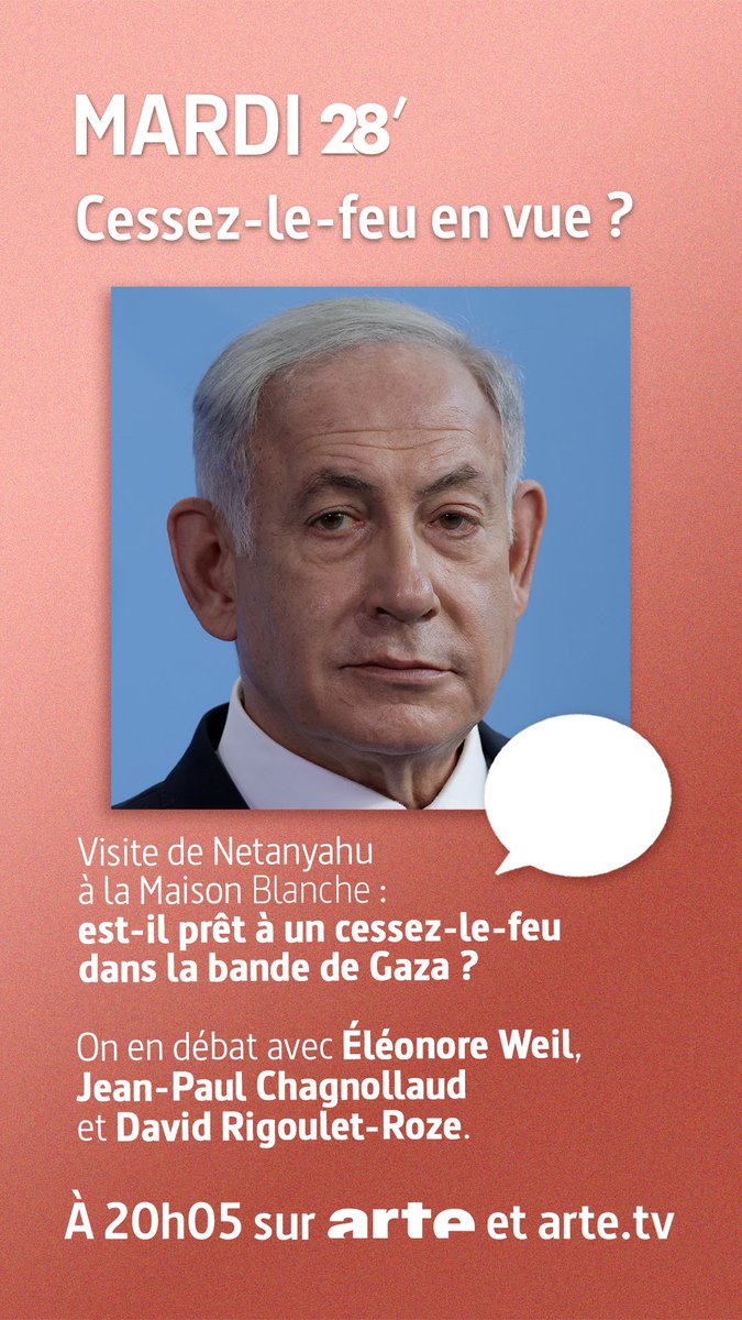🇵🇸🇮🇱 Netanyahu prêt à un cessez-le-feu dans la bande de Gaza ?

On en débat avec :

➡ <a href="/EleonoreWeil/">Eleonore Weil</a>, journaliste franco-israélienne
➡ Jean-Paul Chagnollaud, président de <a href="/IiReMMO/">Institut iReMMO</a>
➡ David Rigoulet-Roze, chercheur associé à l'<a href="/InstitutIRIS/">IRIS</a>

📺 tinyurl.com/28min080725