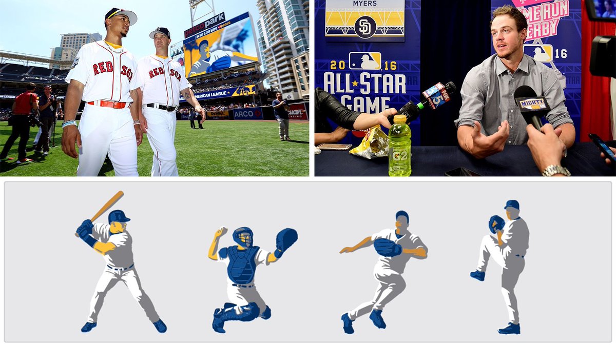 For the 2016 ASG in San Diego, we teamed up with Todd Radom to capture SoCal vibes—Petco Park steel, Coronado Bay scenes (yes, SUP boarding), sunshine, palms &amp; a nod to the city’s naval roots with “Flyover” stars in the outfield #MLB #allstar #AllStarGame #padres #PadresWin
