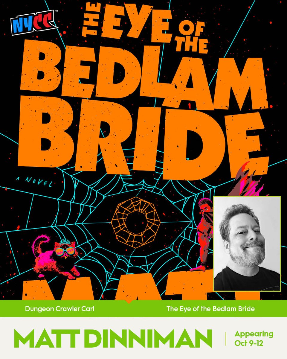NY_Comic_Con's tweet image. Get yours books out for signings, Matt Dinniman is coming to NYCC 📗Best known for his New York Times bestselling Dungeon Crawler Carl series, Matt joins our Writers Block lineup October 9-12. Meet the mind behind the mayhem –buy NYCC tickets: nycc.io/tickets