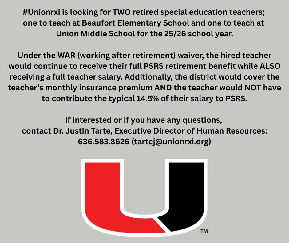 Beaufort_Elem's tweet photo. Are you a retired special education teacher looking to get back to making a positive difference in the lives of students? If so, we have a sweet deal for you! https://t.co/Sk1jHDt1SE