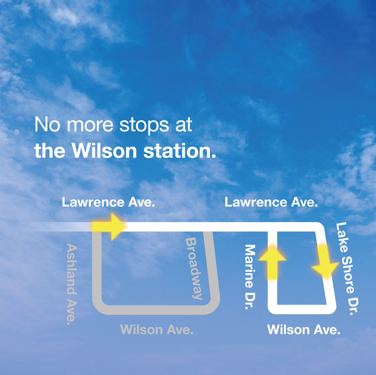 CTARPM's tweet image. Starting July 20, the #81 Lawrence bus returns to its original route, serving the new, fully accessible Lawrence station. It will no longer stop at the Wilson station. Thank you for your patience as we worked to modernize your Red and Purple lines. We got there together. #CTARPM