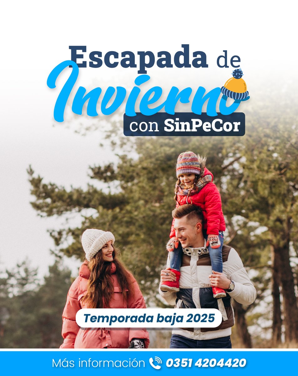 TU PRÓXIMA ESCAPADA DE INVIERNO CON LOS DESTINOS DE SINPECOR ❄️⛄🧣

Descubrí nuestra amplia oferta de hospedajes en Córdoba y en distintos puntos del país, para que vivas una escapada inolvidable🏨 

Ingresá a la web bit.ly/44PGEVP y elegí tu próximo destino💻💬