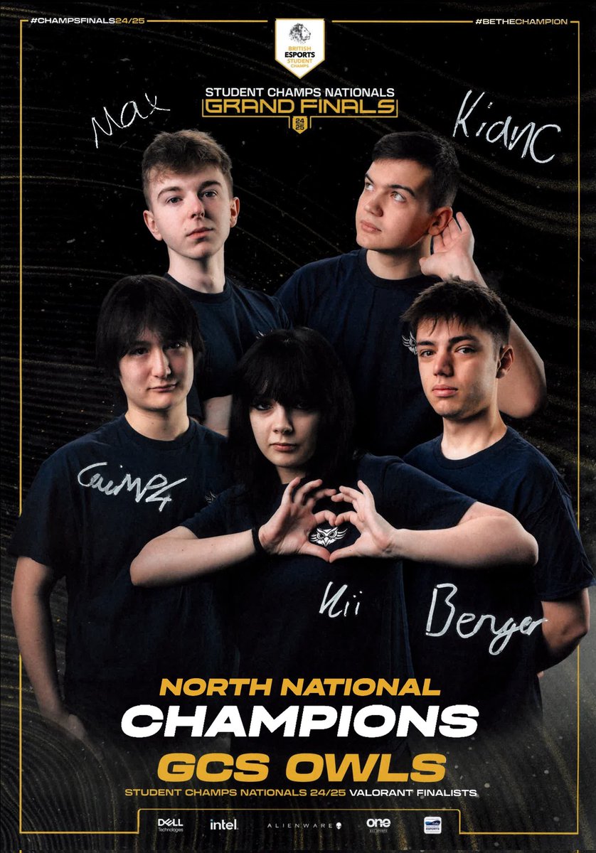🚨NORTH NATIONAL CHAMPIONS!🚨

Huge achievement by our #Valorant team over the weekend and throughout the year! 

🦉 <a href="/Caimp4/">HVNR cai</a> 
🦉 <a href="/BengerVAL/">Benger</a> 
🦉 <a href="/kianC1337/">kianC</a> 
🦉 <a href="/kiithms/">kii</a> 
🦉 <a href="/MaxValox1/">Max</a>

<a href="/British_Esports/">British Esports</a> #StudentChamps

#FlyHigher