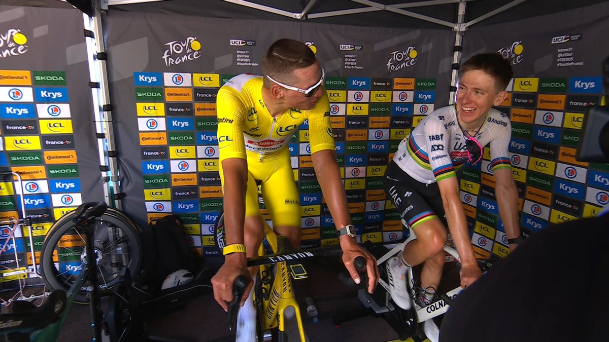 Pogi and Mathieu having a laugh #TDF2025