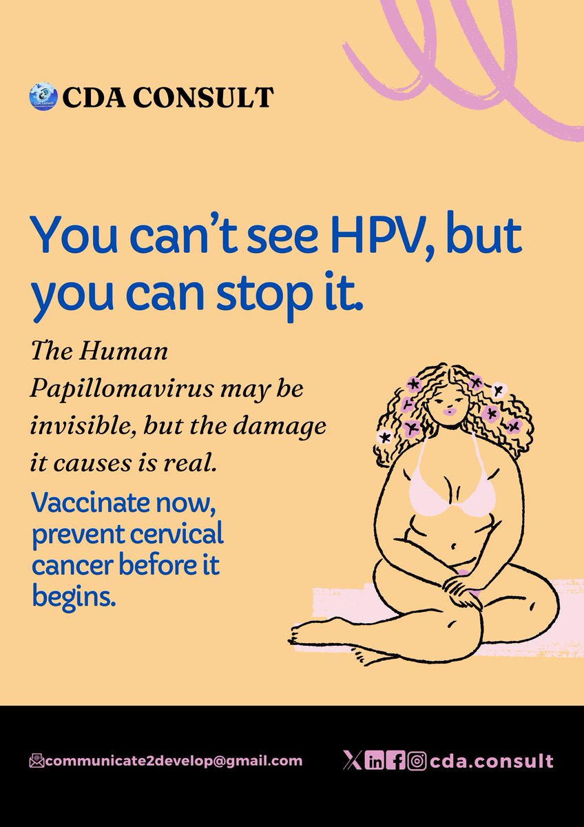 CdaConsult's tweet photo. You can’t see HPV—but you can stop it.
The HPV vaccine is our best shot at preventing cervical cancer.
Vaccinate now. Prevent it before it begins.
#HPVProtection #CervicalCancerAwareness #GirlsHealthMatters #VaccinateToPrevent https://t.co/lxCgkLNvV9