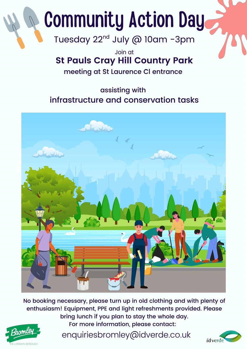 Community Action Day - Tuesday 22nd July, 10:00 - 15:00

Venue: St Pauls Cray Hill Country Park

No booking necessary