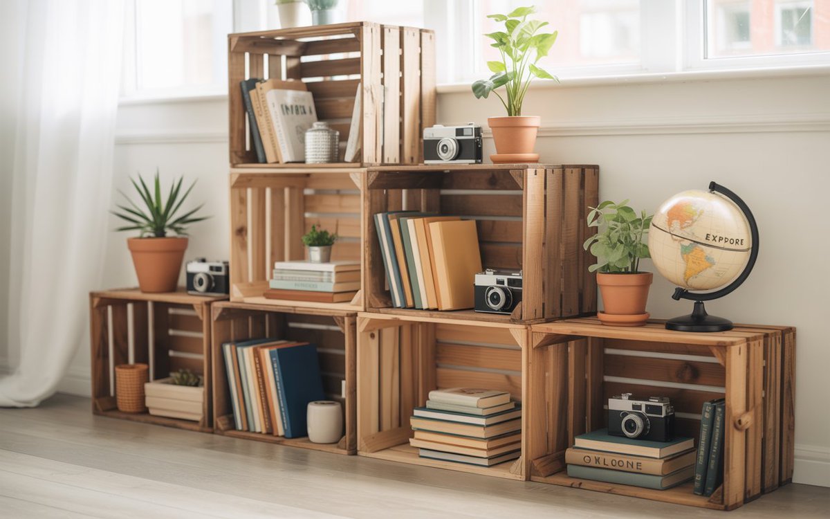 Transform your room with wooden crates—no tools, no budget, NO PROBLEM.
👉👉👉MORE IDEAS mydesiredhome.com/transform-wood…
#DIYStorage  
#WoodenCrateMakeover  
#BudgetHomeDecor