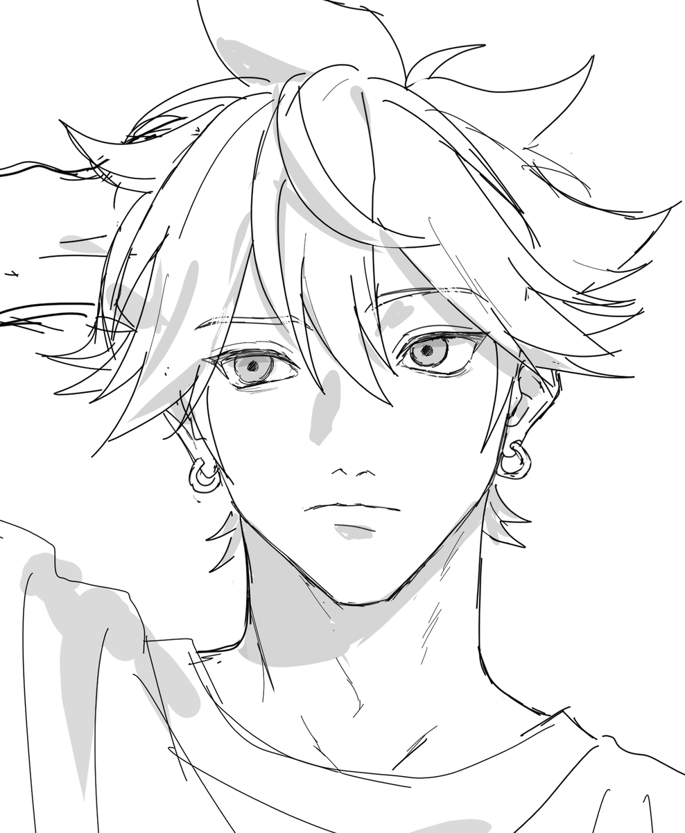 Tetoru23's tweet image. 最近ずっとレンくんの顔を模索してる