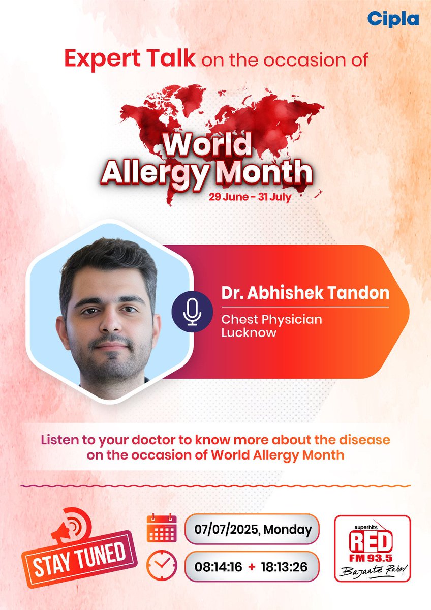 World Allergy Month highlights the need to understand allergies, impacting millions with varied symptoms. I spoke on BigFM 93.5 about their diverse manifestations, stressing awareness and management for better health. 

👂🏻 voca.ro/1iVfTEcYW4Kp