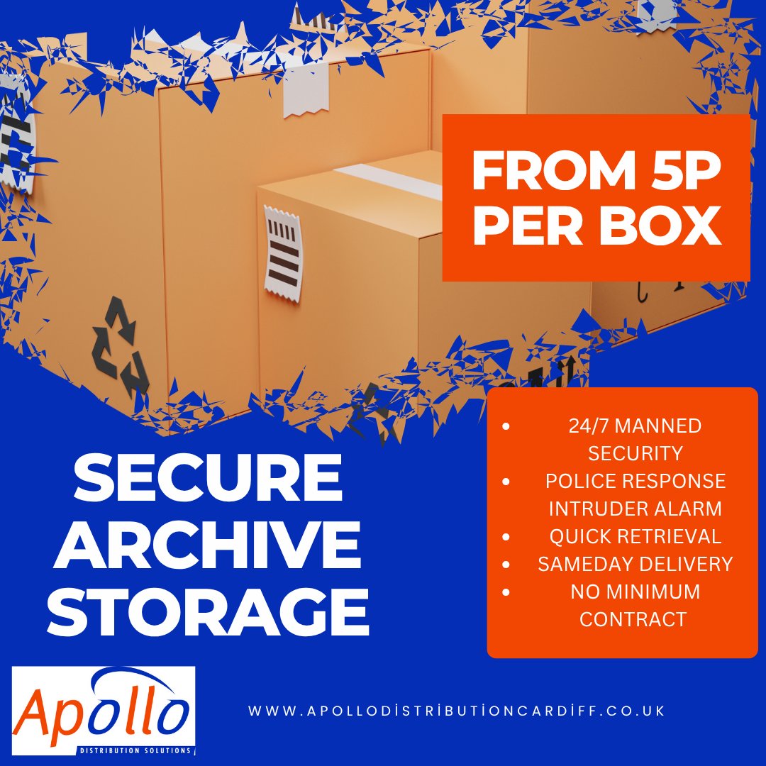 ApolloCardiff's tweet image. If you have any Storage needs why not get in touch. We offer Storage for boxes and other items in our secure warehouse. Contact us via the website, email (info@apollodistributioncardiff.co.uk) or phone (02920 796100)