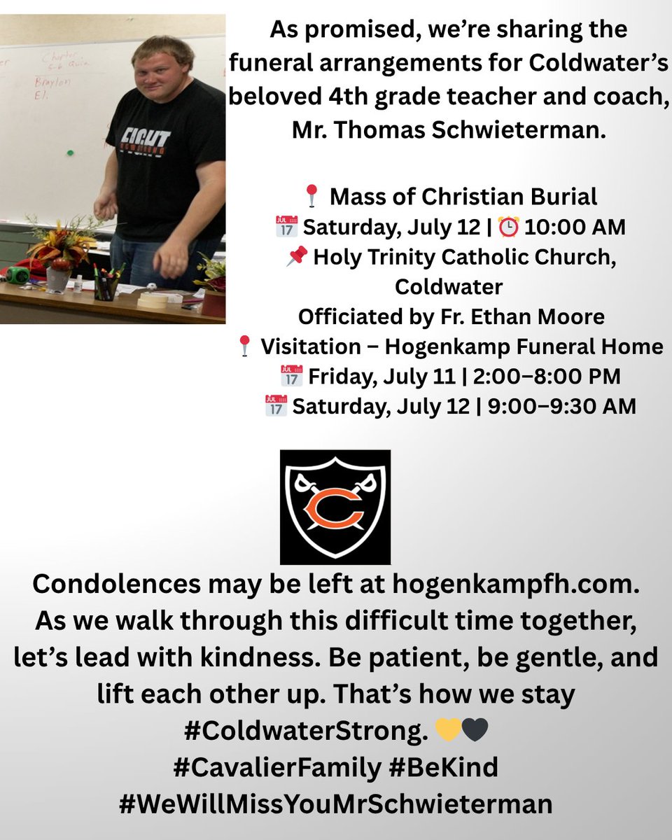 🕊️ Funeral Arrangements for Mr. Thomas Schwieterman 🕊️