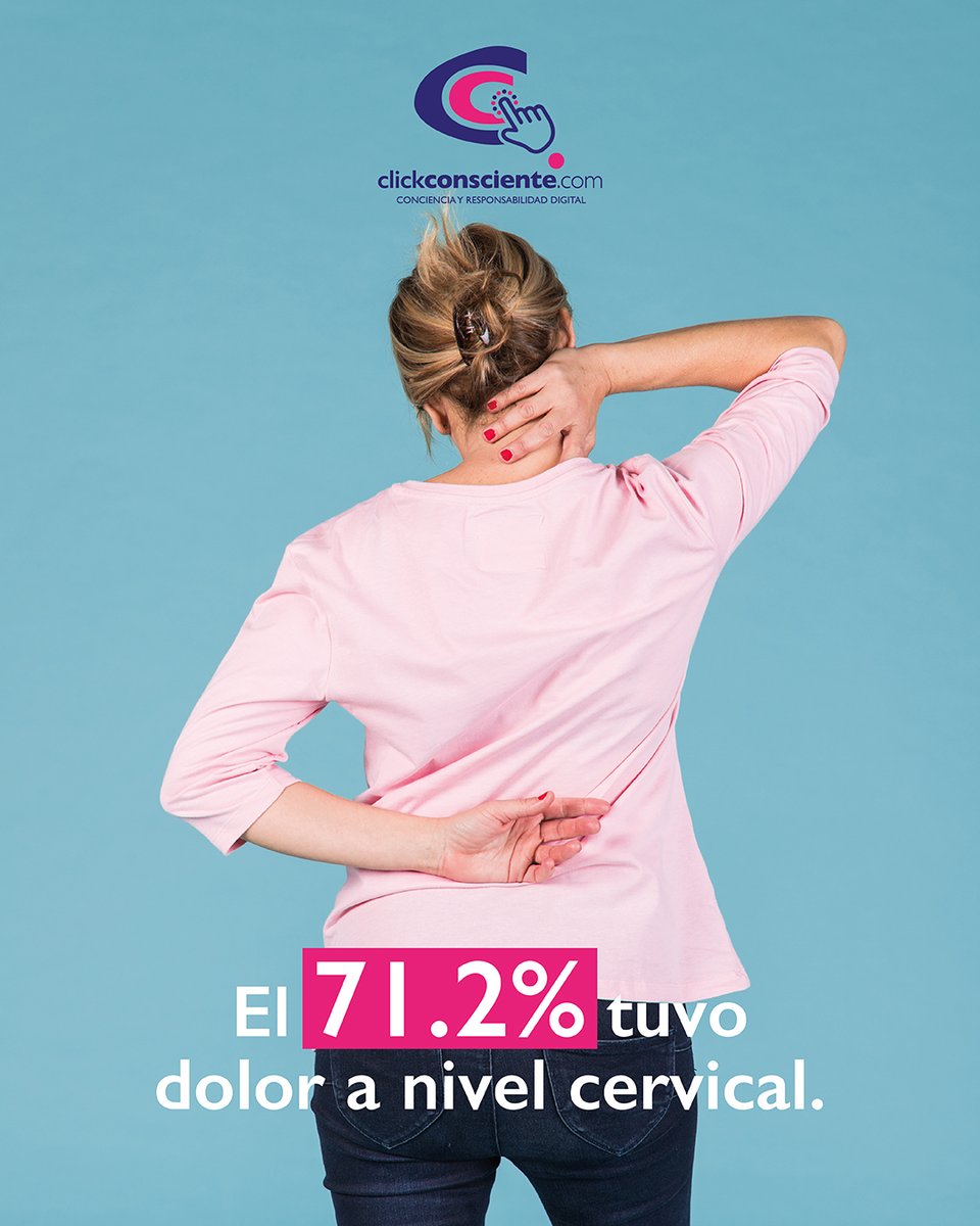 ClickConsciente's tweet photo. En números, el #textneck (Cuello de texto) no es una moda, es una alerta:
71% de jóvenes universitarios presenta dolor cervical
63% cefalea
54% irritabilidad
50% ansiedad
21% malestar ocular
.
#Clickconsciente #SaludDigital https://t.co/2318Q9JN8a