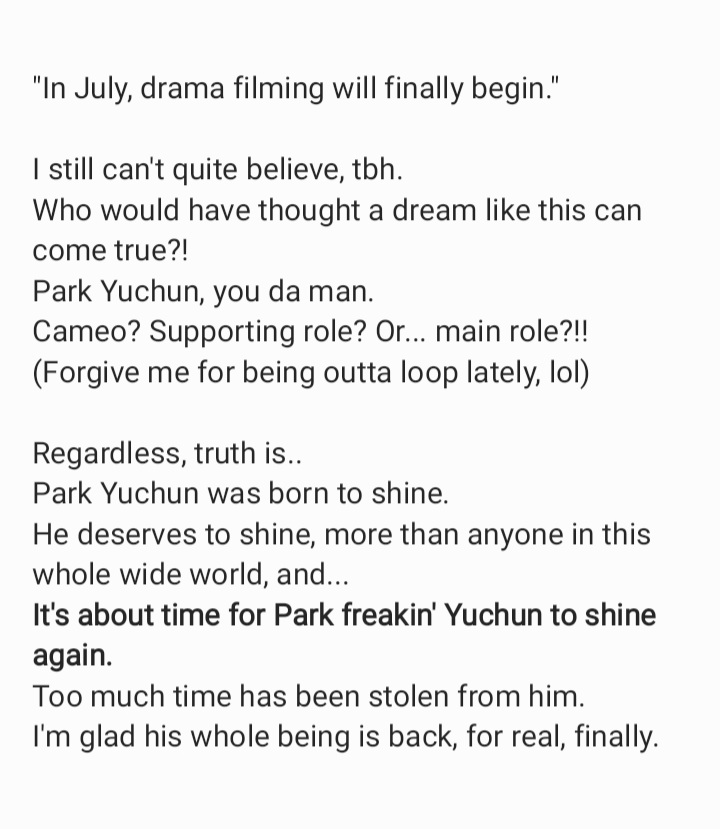 Bubbly_is_me's tweet photo. "In July, drama filming will finally begin." 
#ユチョン #박유천 #ParkYuchun #ParkYoochun #Yoochun https://t.co/QQZ5bgliLm