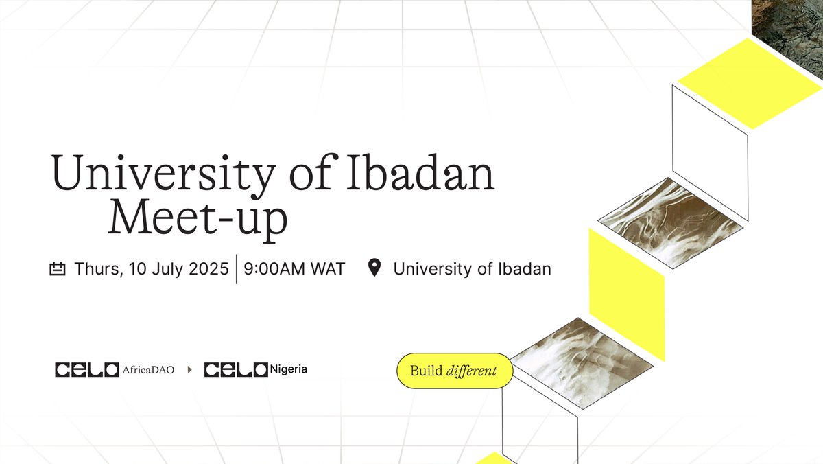 adamsheed93's tweet image. University of Ibadan, are you ready?
Join the Celo Campus Connect happening on July 10, 2025!
๐ Learn DeFi, Web3 & MiniPay
๐ Swags
๐ค Connect with builders & leaders
๐ Register: docs.google.com/forms/d/1Aw2nYโฆ