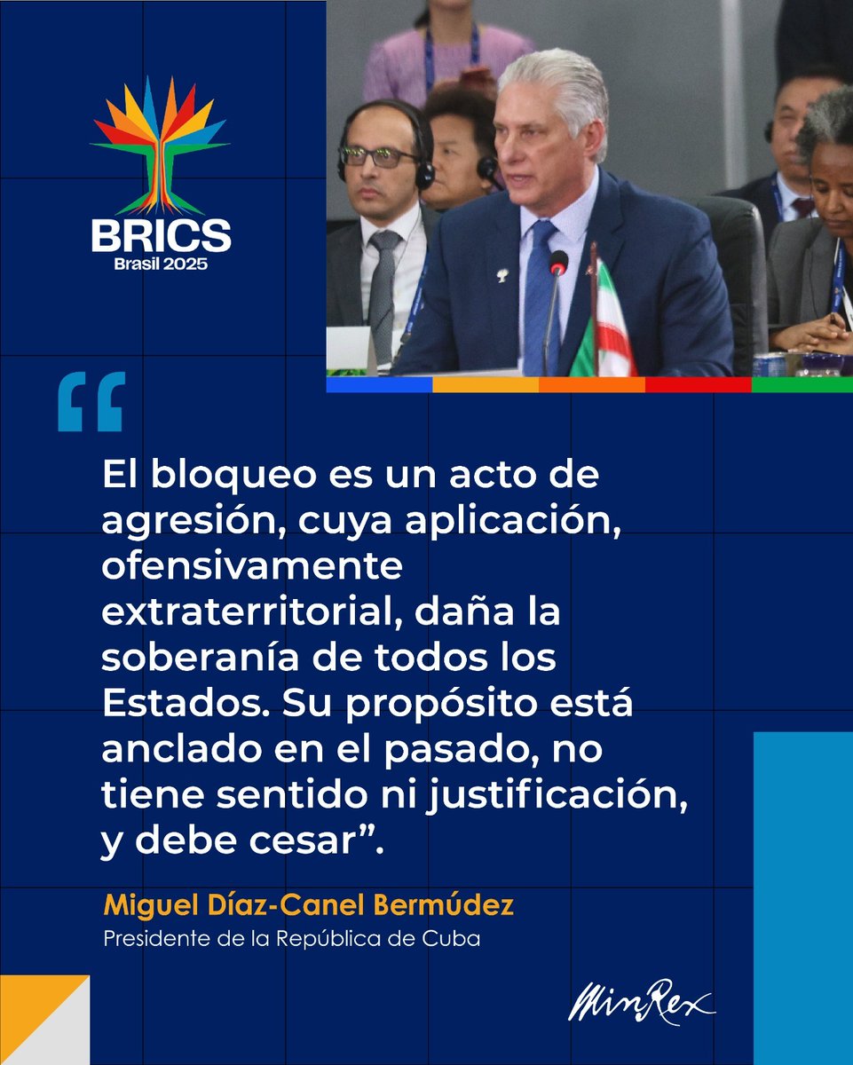 ¿Quién está con nuestro presidente? Aquí decimos: Cuba Sí! Bloqueo No! #TumbaElBloqueo #BRICS2025