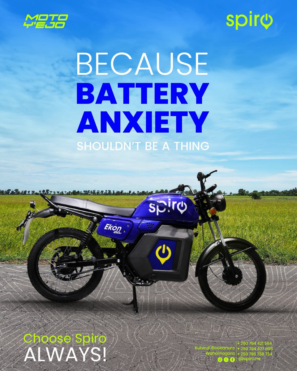 With a spiro bike, you don't have to guess, pray or worry if your bike will make it home. 
Our batteries life got your back‼️

#motoyejo #motoyumujyi #motoyumuriro #Spiro