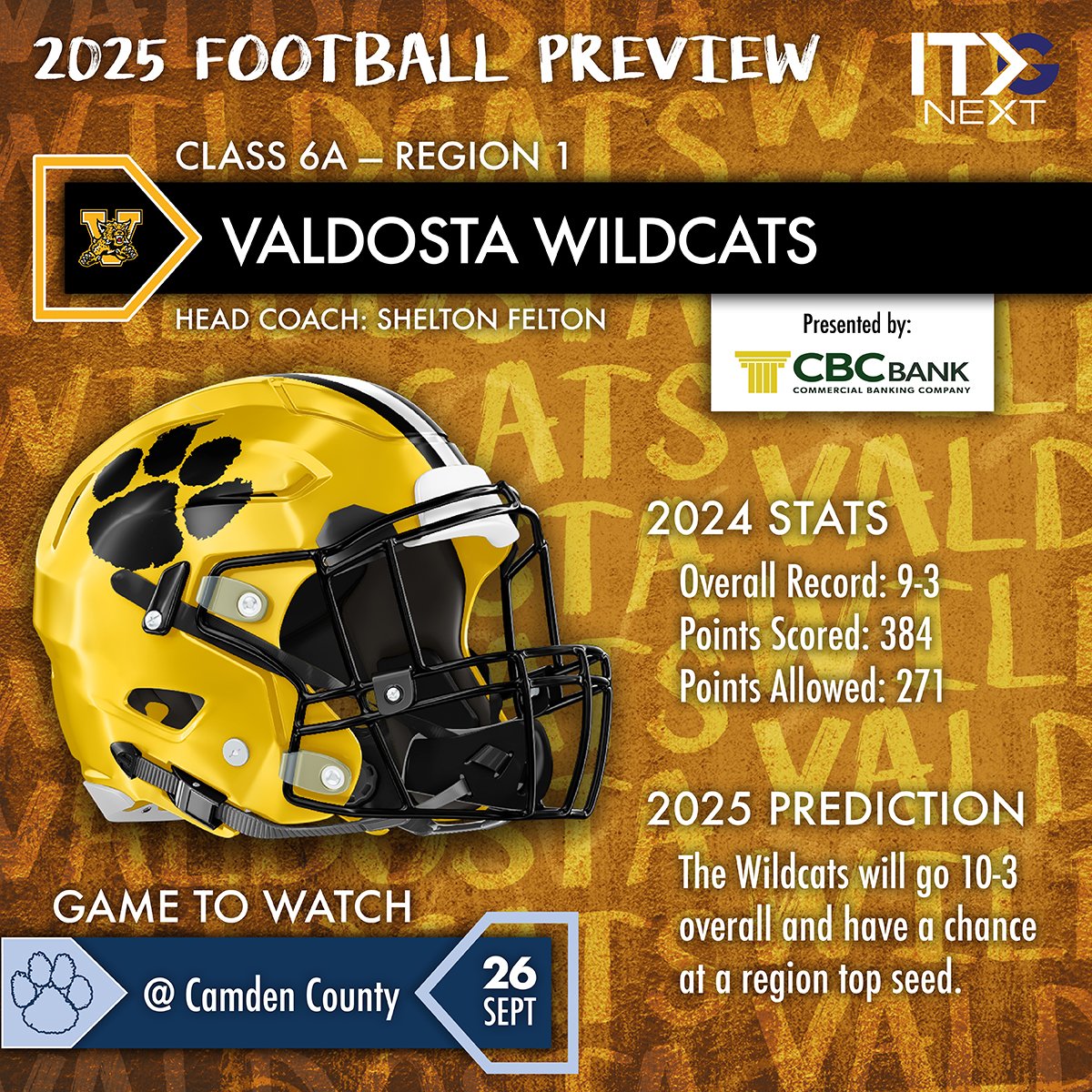 ITG Next - Georgia (@itgnext_georgia) on Twitter photo 🐾 Valdosta Reloads for 2025 🐾
The Valdosta Wildcats are coming off a 9-win season in 2024 and are ready to make another deep run, even after graduating 40 seniors.
🚨 Kentucky commit <a href="/pr11ncej1/">Prince Jean</a> is back and dangerous at WR (and maybe QB 👀).
⚡️ RB duo <a href="/DFoster2027/">Deron Foster</a> and 🐾 Valdosta Reloads for 2025 🐾
The Valdosta Wildcats are coming off a 9-win season in 2024 and are ready to make another deep run, even after graduating 40 seniors.
🚨 Kentucky commit <a href="/pr11ncej1/">Prince Jean</a> is back and dangerous at WR (and maybe QB 👀).
⚡️ RB duo <a href="/DFoster2027/">Deron Foster</a> and