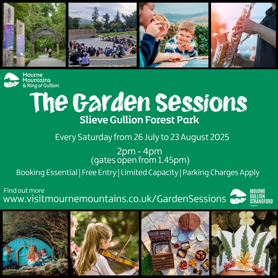 🎶The Garden Sessions – free, family-friendly concerts in the stunning Walled Garden at Slieve Gullion Forest Park. 🌿
🗓️ Saturdays 26 July – 23 August
 🕑2–4pm | Slieve Gullion Forest Park
 🎟️Booking essential | Free entry | 🅿️ Parking charges apply
👉 visitmournemountains.co.uk/whats-on/garde…