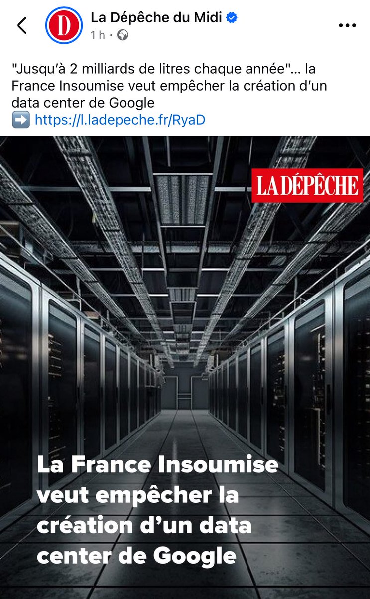 Les élus et militants LFI passent leur temps sur les RS notamment sur twitter/X  mais luttent contre l’installation d’un Data Center en France pour des raisons écologiques. Cette vaste blague ! 
#Hypocrisie