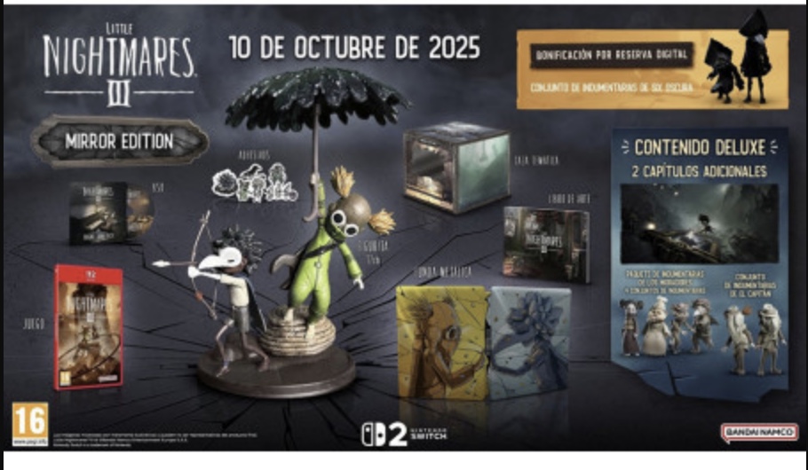 🗣 Chollazo en Reserva en TodoConsolas  

Little Nightmares III Edicion Coleccionista Mirror - Switch 2

✅Precio: 71,95€ (y envío gratis)
❌Antes: 81,99€
🔗 chollo4u.com/SCkz1X

🕥Prepárate para el Prime Day
 chollo4u.com/TopChollos 👈