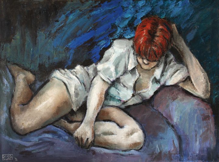 VinceStanix's tweet photo. Art of the Day: "On the sofa". Buy at: https://t.co/MiLqiEXEcM https://t.co/yyzFR8Ng42