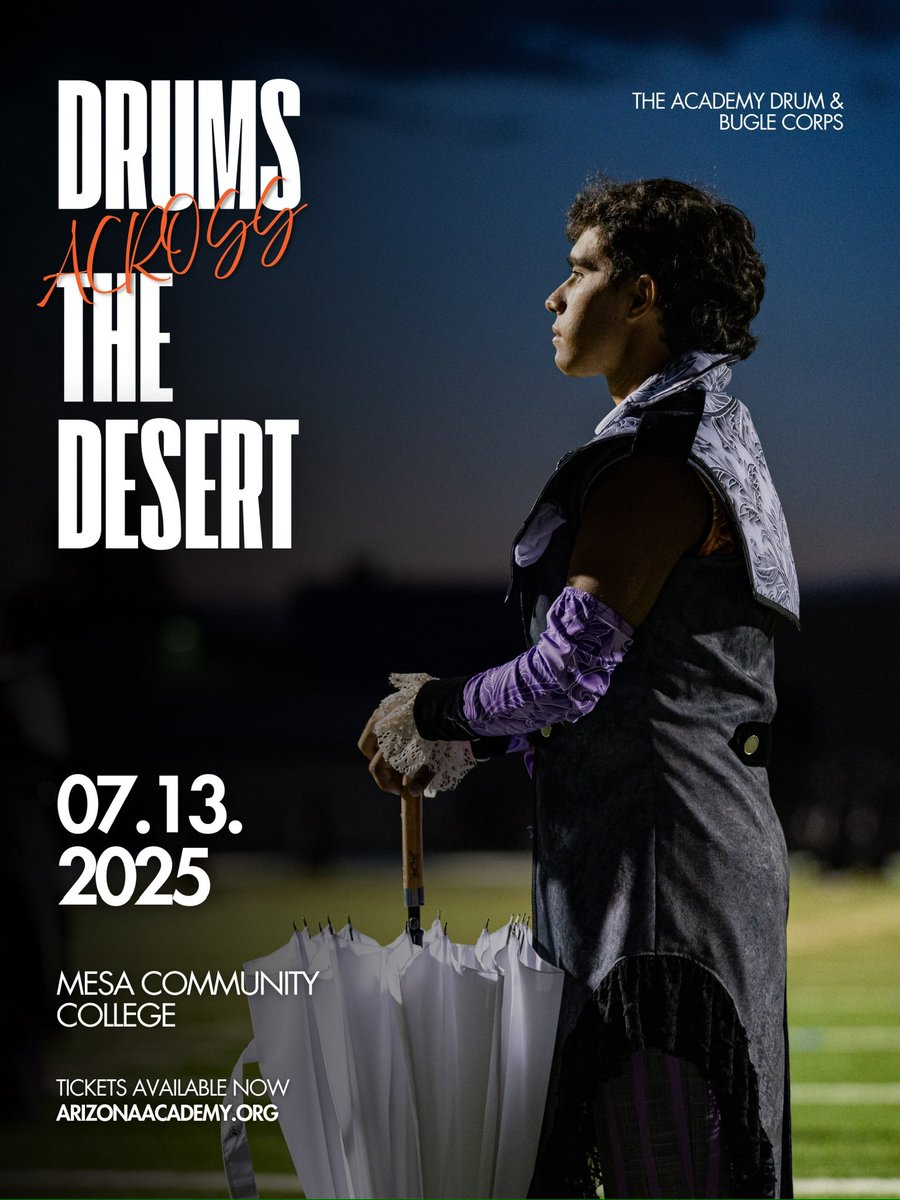 TheAcademyDBC's tweet image. Drums Across The Desert is BACK this Sunday, July 13th and bringing the heat 🌵

Come out and make some noise for the performers who’ve been working hard all summer 🔥

tickets.dci.org/event/drums-ac…

#theacademydbc #drumcorps #dci25 #datd #heatforged