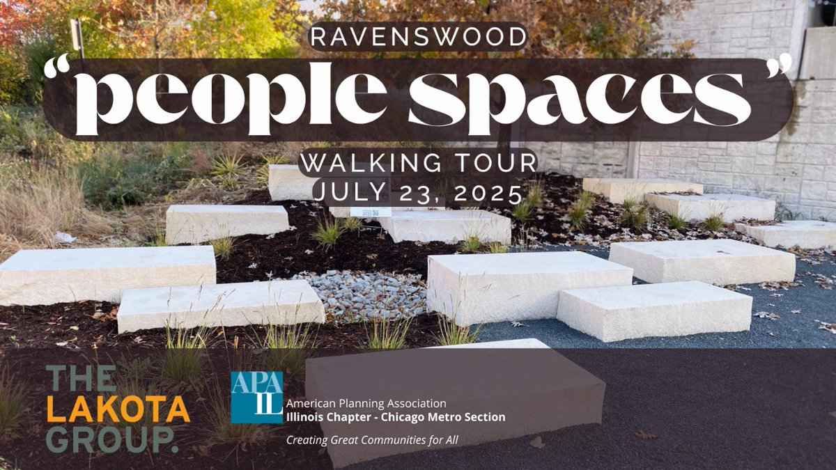 APA-IL (@apail) on Twitter photo Get 7/23/25 started off right with the APA-IL Chicago Metro Section and this walking tour through Ravenswood! Meet the presenters from <a href="/TheLakotaGroup/">The Lakota Group</a> then take a walk to visit 4 new, unique community gathering spaces. Registration is open! CM | 1.0 ilapa.org/aws/APAIL/pt/s… Get 7/23/25 started off right with the APA-IL Chicago Metro Section and this walking tour through Ravenswood! Meet the presenters from <a href="/TheLakotaGroup/">The Lakota Group</a> then take a walk to visit 4 new, unique community gathering spaces. Registration is open! CM | 1.0 ilapa.org/aws/APAIL/pt/s…