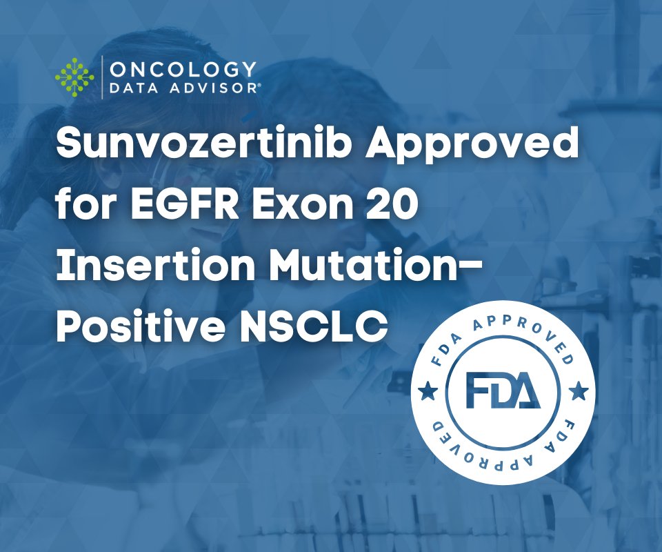 OncData's tweet image. The #FDA has granted accelerated approval to #sunvozertinib for adults with locally advanced or metastatic non–small cell #LungCancer (#NSCLC) harboring #EGFR exon 20 insertion mutations.

Learn more about the #approval and the #WUKONG1B trial here: oncdata.com/sunvozertinib-…