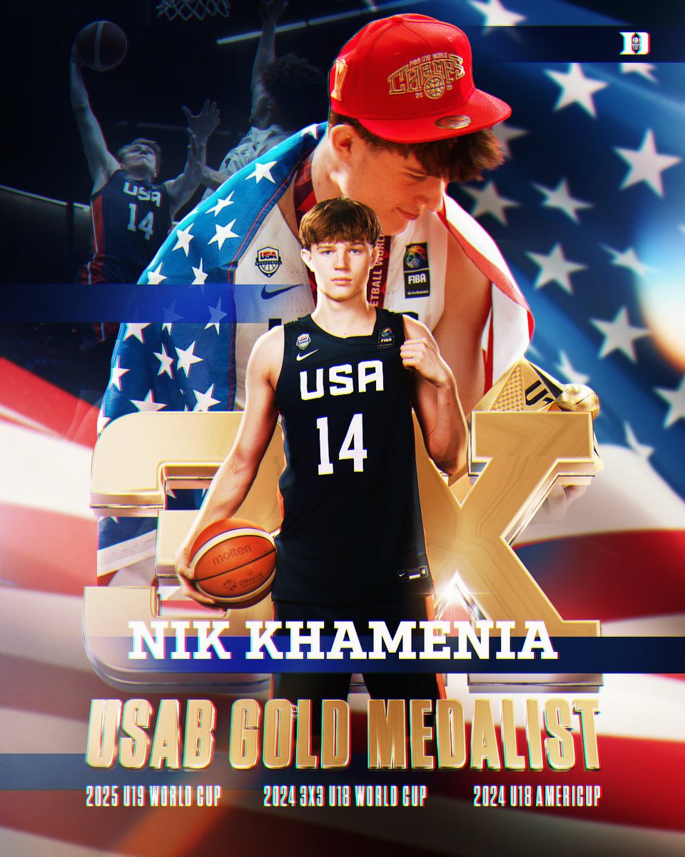 S/O <a href="/NikolasKhamenia/">Nikolas Khamenia</a> on another gold medal with <a href="/usabasketball/">USA Basketball</a>!

🥇🥇🥇🇺🇸🫡