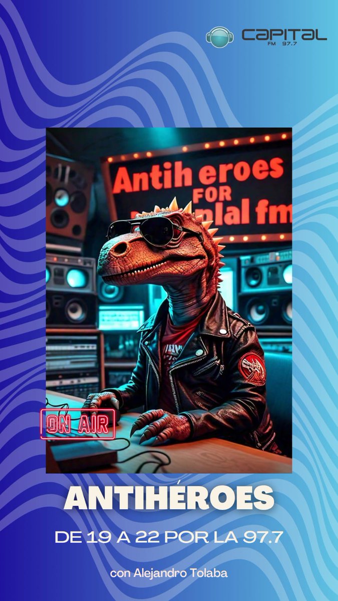 🤟🏻La mejor música la escuchás en la 97.7 con "Antihéroes". De 19 a 22 con Alejandro Tolaba.

#FMCapital #Antiheroes #Salta